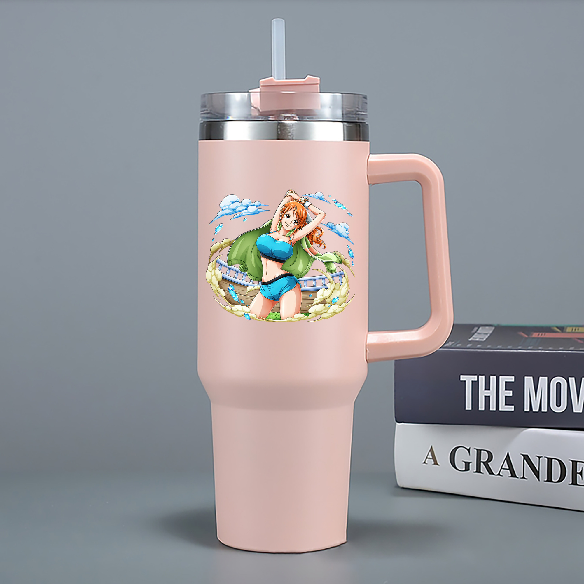 ワンピース ナミ ONE PIECE Nami 1200mL車用タンブラー - クリスタルステッカー（プラスチックストロー付き）
